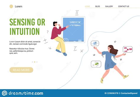 Website Of Sensing Or Intuition Thinking Mbti Type Flat Vector