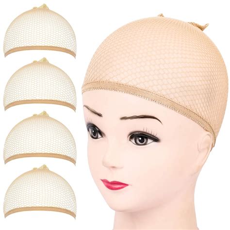 comprar fandamei 4 pieces light brown stocking wig caps stretchy nylon wig caps for women en usa