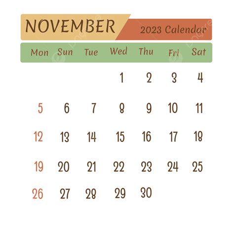 Calender Bulan Novembro 2023 Png Calendário 2023 Novembro Simples