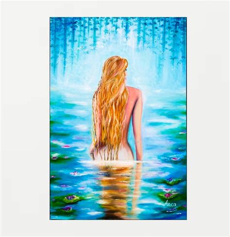 Nude Painting Nude Art Nude Women Lakeside Painting Modern Etsy Canada
