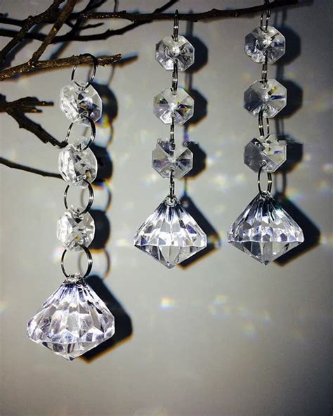 12pcs Clear Acrylic Crystal Beads Diamond Shape Garland Chandelier