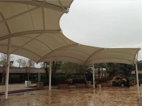 Waterproof Pvdf Tensile Commercial Shade Fabric Canopy Structures