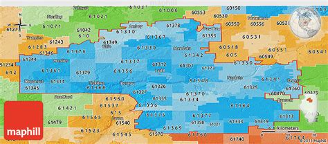 Political Shades Panoramic Map of ZIP Codes Starting with 613