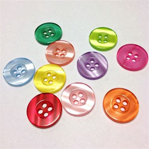 100 Round Plastic Buttons Four Hole 15mm Translucent Multi Etsy