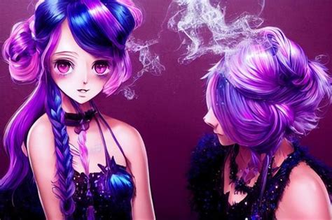Full Body Character Concept A Cute Purple Hair Girl Openart