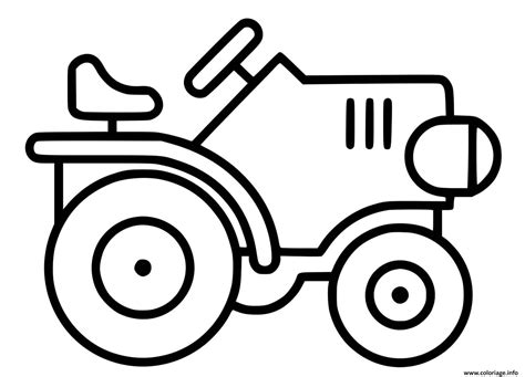 Tortue géométrique dessin à simples formes, dessin noir et. Coloriage tracteur facile maternelle 2 ans - JeColorie.com