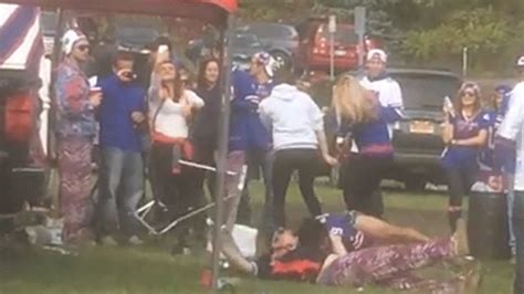 Buffalo Bills Fan Rkos His Friend Through A Table At Tailgate Party For The Win