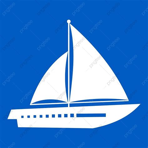 Gambar Ikon Kapal Pesiar Berlayar Putih Terisolasi Pada Ilustrasi