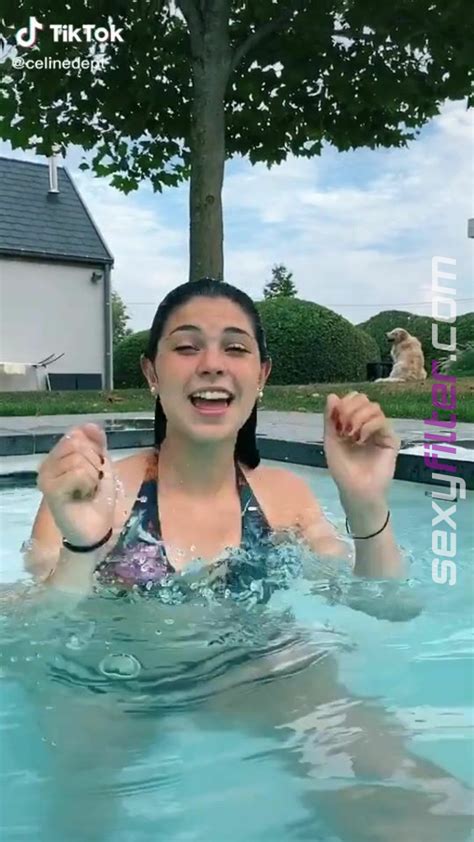 Sexy Celine Dept In Floral Bikini Top At The Pool