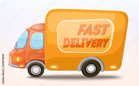 Cartoon Delivery Truck Icon Delivery Service Concept Isolated On