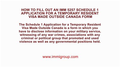 How To Fill Out An Imm 5257 Schedule 1 Application For A Temporary