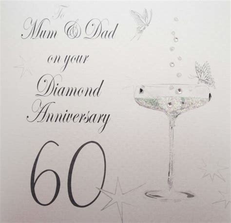 White Cotton Cards To Mum And Dad On Your Diamond Handmade 60th