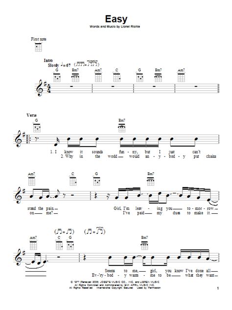 Commodores Easy Sheet Music Notes Download Printable Pdf Score 116612