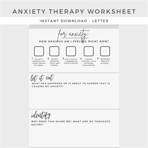 Anxiety Therapy Worksheet Mental Health Depression Anxiety Therapy