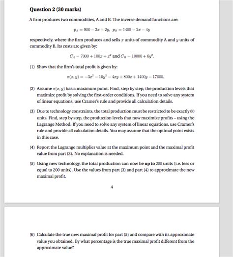 Solved Question 2 30 Marks A Firm Produces Two Chegg