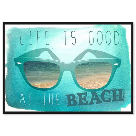 At The Beach Blue Typography And Quotes Wall Art By Oliver Gal Artist Designed Beach