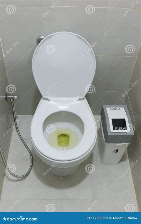 Dirty Toilet With Urine Signs Of Body Dehydration Stock Image Image