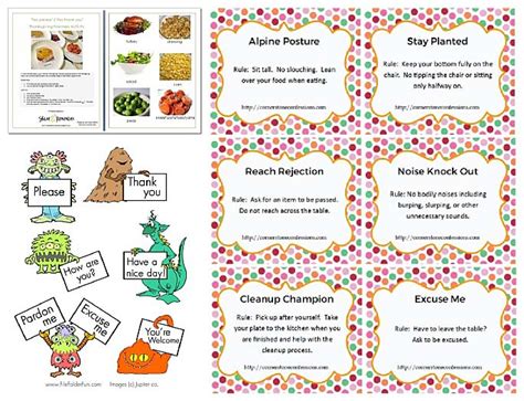 20 Free Printable Manners Cards Booklets Charts And Games Bits