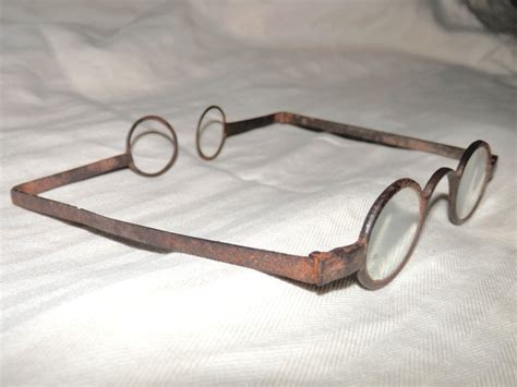 antique 18th c iron spectacles eyeglasses w double hinged temples round loop end ebay