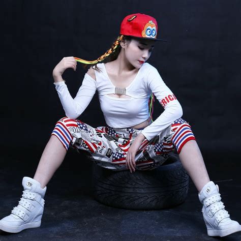 New Fashion Hip Hop Top Dance Women Jazz Costume Performance Wear Stage Clothing Female White