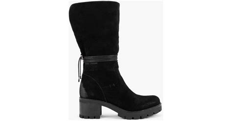 Manas Black Suede Fold Over Cuffed Calf Boots Lyst