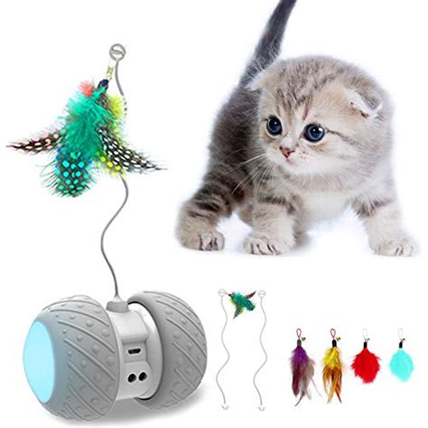 Malsipree Robotic Interactive Cat Toy Automatic Featherball Teaser
