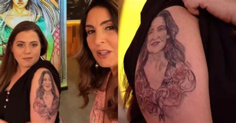Repórter do Encontro surpreende e tatua rosto de Fátima Bernardes no braço
