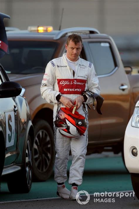 Kimi Raikkonen Alfa Romeo Racing Stops On Track At Barcelona February
