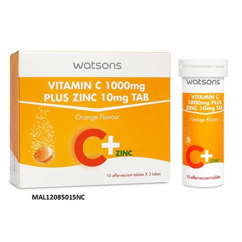 Most recognized for immune support, vitamin c is an antioxidant that is involved in over three hundred metabolic with such an important job, naturesplus vitamin c 1000 provides the support you need!* supports immune health* promotes the reduction of tiredness. WATSONS, Vitamin C 1000mg + Zinc 10mg 3 x 10Tablets ...