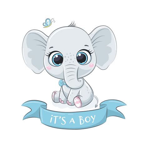 Cute Baby Elephant With Phrase Its A Boy 3293060 Vector Art At Vecteezy