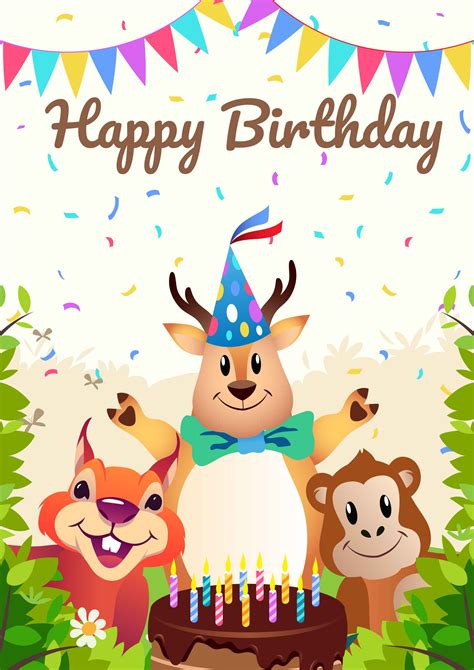 Happy Birthday Animals Party 504293 Vector Art At Vecteezy