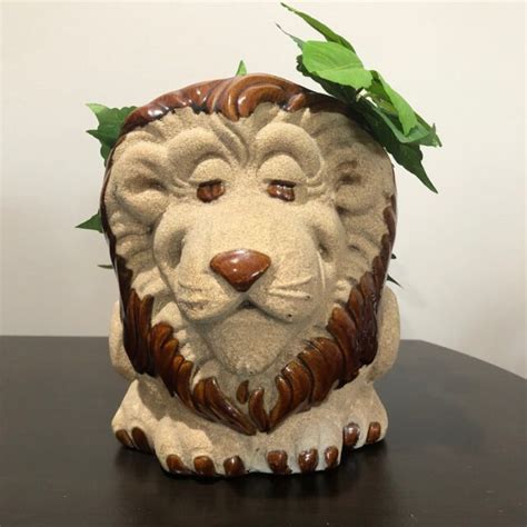 Vintage Haeger Pottery Usa Lion Planter Rare Htf Adorable Glazed Clay