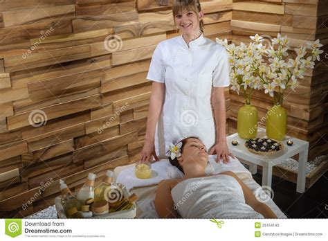 Female Masseur Give Beauty Treatment Luxury Spa Stock Image Image Of