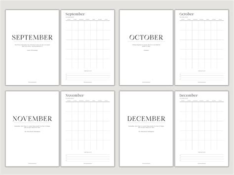 Undated Monthly Calendar Printable Planner Dashboard Etsy