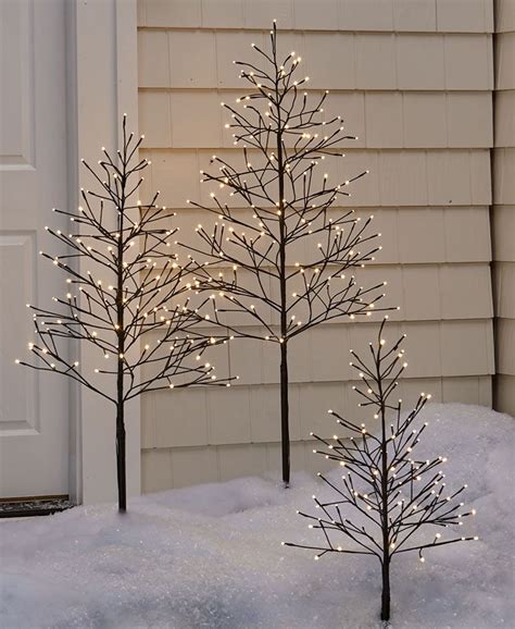 Lighted Outdoor Twig Trees With Timer Outdoor Christmas Lights
