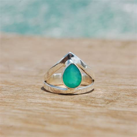Natural Green Onyx Crown Ring For Her 925 Sterling Silver Etsy