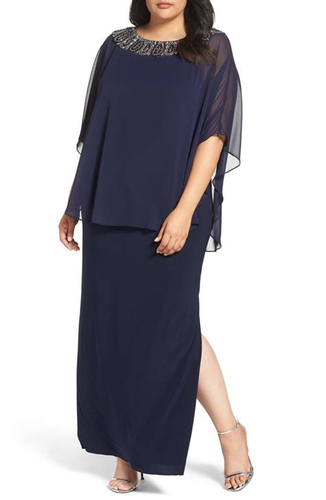 Xscape Embellished Chiffon Overlay Jersey Gown Plus Size Nordstrom