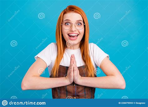 Portrait Of Attractive Cheerful Girl Asking Favor Great News Begging T Isolated Over Bright