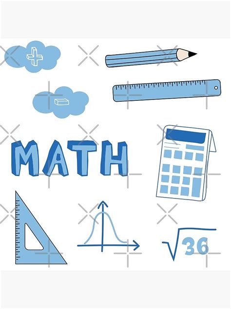 Light Blue Math School Subject Sticker Pack Poster For Sale By The