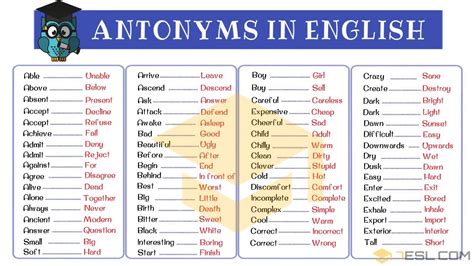 300 Opposites Antonyms From A Z With Great Examples • 7esl
