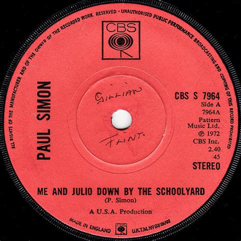 Paul Simon Me And Julio Down By The Schoolyard 1972 Solid Centre