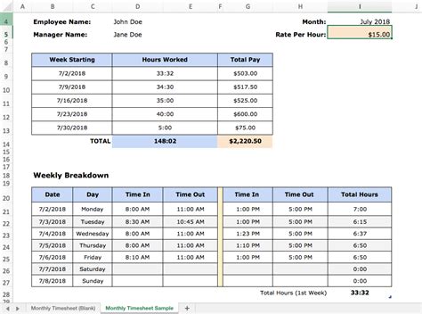 Excel Templates Time Tracking Doctemplates