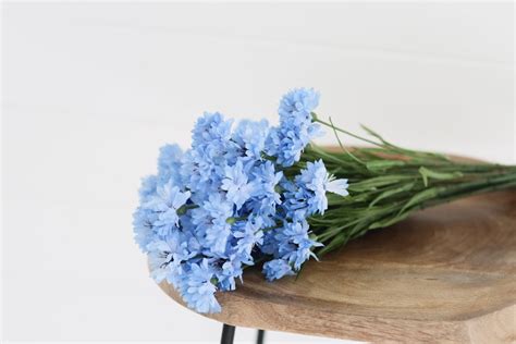 Luxury Artificial Blue Cornflower Spray Light Blue Etsy Uk