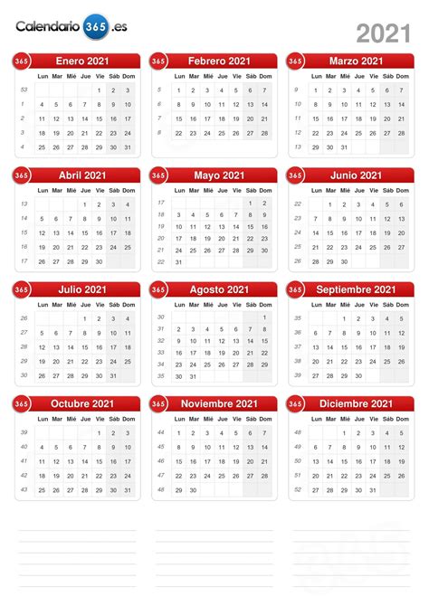 Calendario 2021 Con Semanas Numeradas Calendar Template 2022