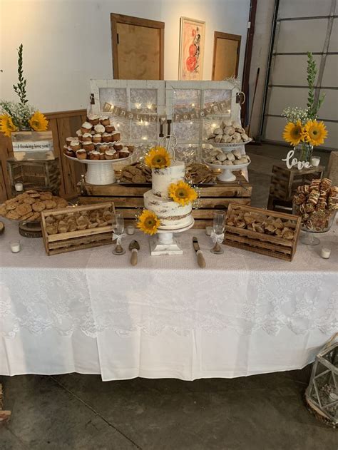 Check spelling or type a new query. Rustic wedding dessert table with sunflowers | Wedding ...