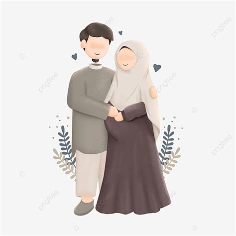 Keluarga Pasangan Muslim Dengan Ilustrasi Istri Hamil Pasangan Muslim
