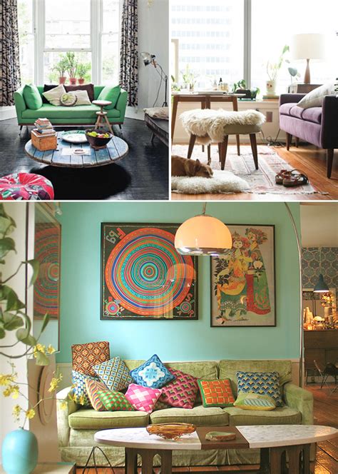 This boho living room decoration shows a nice way to complete the layout with the pop art pieces. Rooms