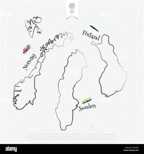 Finnland Schweden Und Norwegen Umriss Karten Und Offiziellen Farben