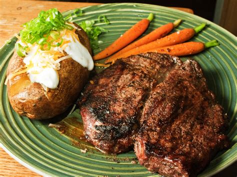 Sprinkle with the kosher salt and pepper. Sirloin Steak, Baked Potato, and Sauteed Carrots | Made ...