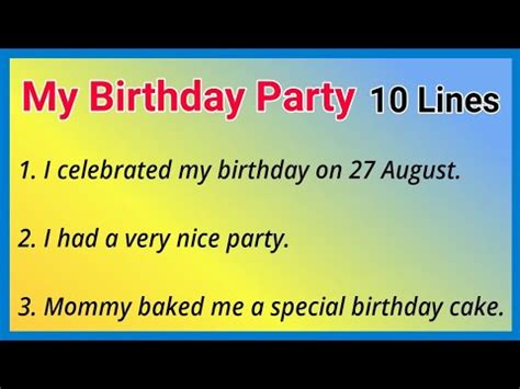 My Birthday Party Lines In English My Birthday Party Essay World Of Essay Speech Youtube